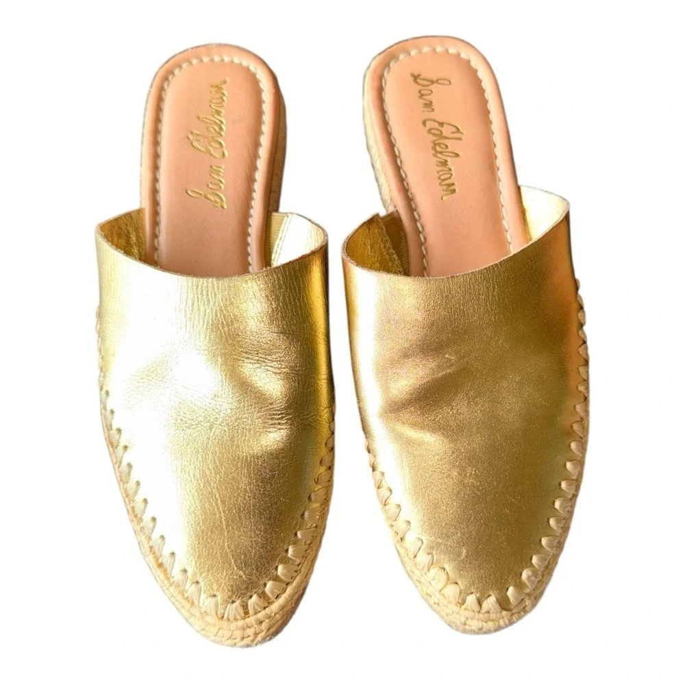 Sam Edelman Austin Mule in Gold Metallic Leather 7 - Picture 5 of 13